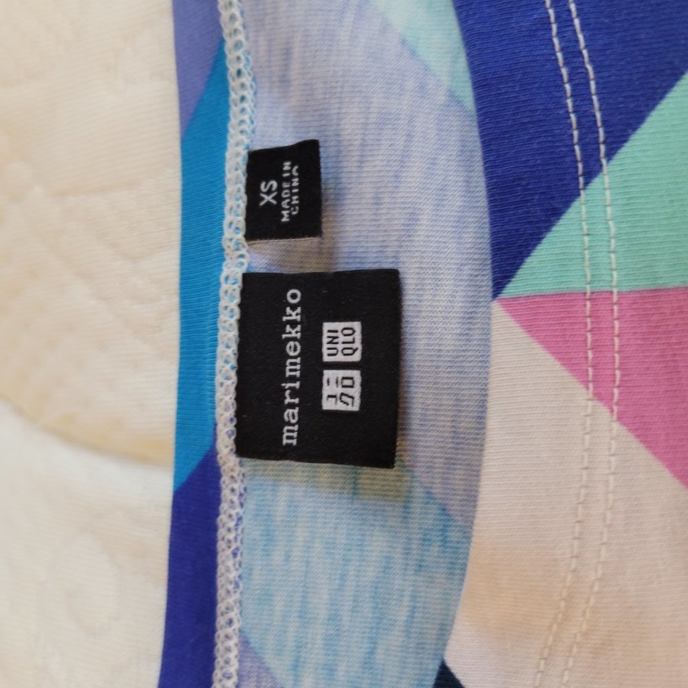 Marimekko x Uniqlo Colorful Geometric Boxy Oversized Tee Shirt Womens XS - Picture 8 of 9
